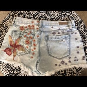 Blank NYC Floral Embroidered Denim Shorts